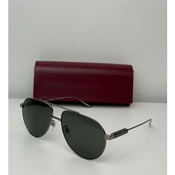 NEW Gucci GG1311S Ruthenium Aviator Unisex Sunglasses $565 main image 4